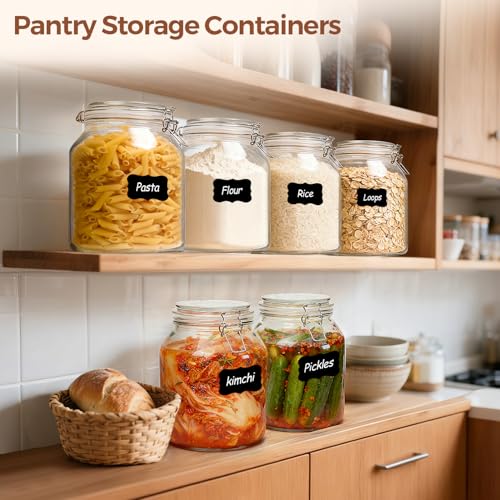 ComSaf Glass Pantry Jars with Airtight Lids 0.7 Gallon 2 Pack Wide Mouth - size: 88oz*2