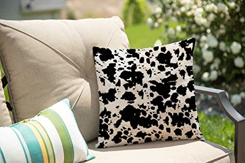 Solekla Cow Skin Pattern Texture Black and White Throw Pillow Case 18 x 18 Inch Decorative Cotton Linen Cushion Cover for Sofa Couch Bed - color: Sl195