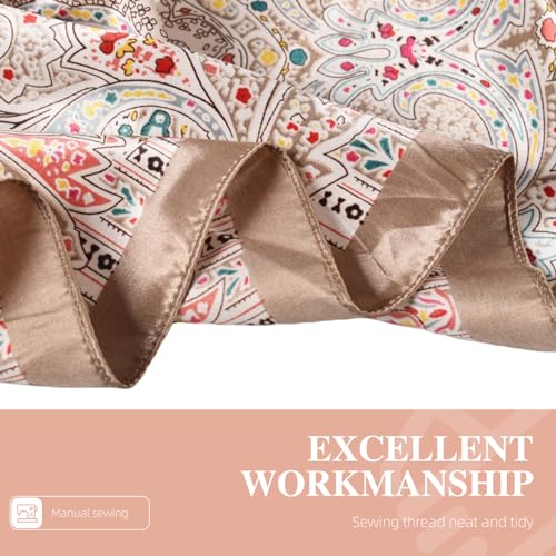 35 Inches Silk Head Scarf-Satin Hair Scarves Silk Bandana Scarf Headscarf for Women's Fashion Scarves - color: Large Floral Cashew Nut - Brown