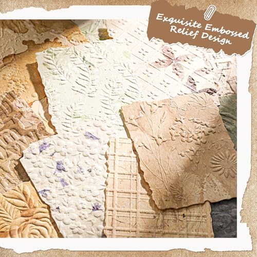 168 Pcs Textured Scrapbook Paper Supplies Vintage Embossed Rice Paper - color: Textured Paper