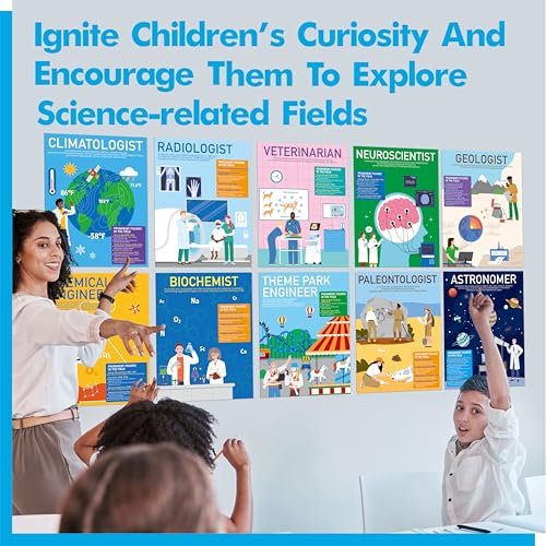 Gethelud 17 Career in Science Posters, PET Laminated Learning Poster, Educational Science Charts For Middle & High School, Great Wall Decor For Classroom, Bulletin Board, Room, 11”x14.4” - color: 17 Career in Science Posters
