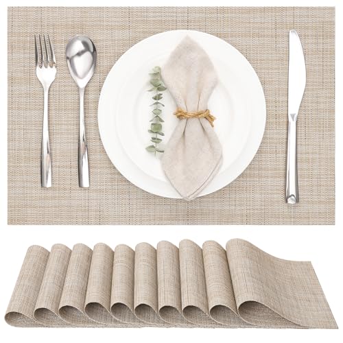 Myir JUN Placemats Set of 10 Kitchen and Dining Table Placemats - color: Beige, size: Set of 10