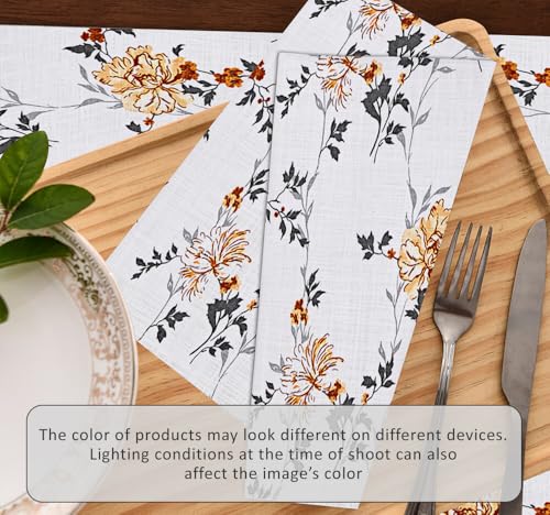 Ruvanti Placemats Set of 6, 100% Cotton Place Mats of 13"x19" – Grey Floral - color: Grey Floral