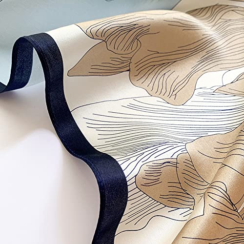 100% Pure Mulberry Silk Scarf 26" Women Square Scarf Head Scarf Neck scarf - color: Blue Flower-2