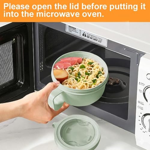 4Pack Wheat Straw Microwave Ramen Bowl Set Noodle Bowls With Lid and Spoon, Improved Easy-Grip Design for On-the-Go - Holds Soup, Rice, Cereal & More - BPA-Free(Pink of 2+Green of 2) - color: Pink+Green 4-Pack (2 of each)