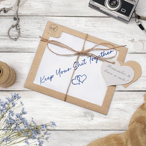 Wedding Handkerchief, Something Blue for Bride, Mother of Bride Gift - color: Keep Your Shit Together, style: Brown Envelope