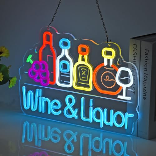 Wine Liquor Neon Sign,Bar Beer Garage LED Light Wall Decor Sign - color: Blue-WINELIQUOR
