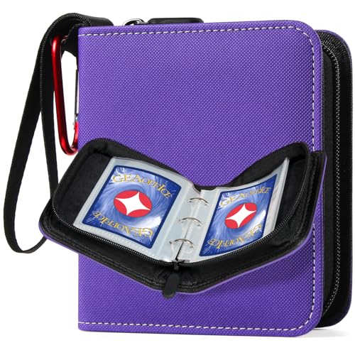 GEAoffice 1 Pocket Mini Trading Card Binder Holds 80 Cards with Zip, Purple - color: Purple-1 Pocket