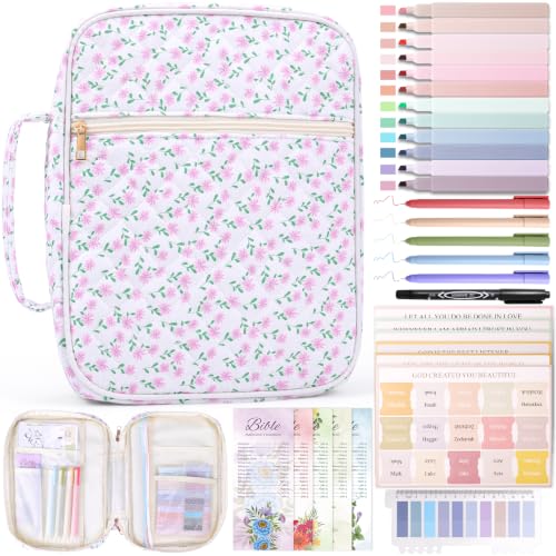 XKDOUS Bible Cover for Women Bible Bag Kit Church Book Holder Carrying Case - color: Lilac