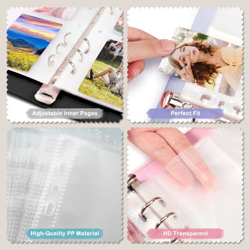 A5 Kpop Photocard Binder with 30 Pack 4-Pocket Card Pages, 6 Ring A5 Binder Card Collector Album with 240 Card Slots,PU Leather Binder Cover with Magnetic Buckle Closure for Organizing Trading Card - color: Black2