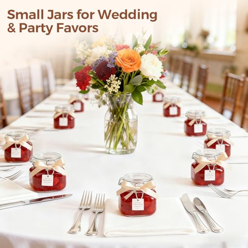 ComSaf Square Small 17 oz Glass Jars with Airtight Lids 6 Pack Wide Mouth - size: 17 fl oz x 6
