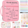 XKDOUS Bible Cover for Women Bible Bag Kit Church Book Holder Carrying Case - color: Black Flower