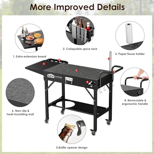 Leteuke Grill Cart for Blackstone Griddle, Portable Outdoor Grill Table