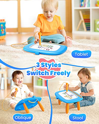 Seimome Toddlers Toys Ages 1-3, Magnetic Drawing Board, Doodle Board Pad Learning and Educational Toys for 18 Months Baby, 1-3 Yr Kids Birthday Gifts- Blue - color: Blue