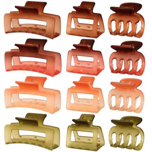 SMKSL 12 Pcs Hair Claw Clips for Women & Girls 3 Styles Hair Accessories - color: Earthy Ombre