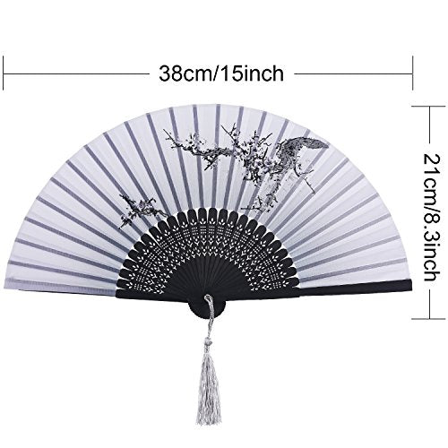 Zonon 4 Pack Hand Held Folding Fans for Women Silk,Adorable - style: Adorable