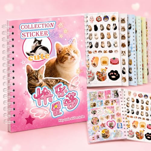 Pet Meme Sticker Book for Journaling & Scrapbooking, Cute Cat and Dog Paper Stickers for Junk Journal Supplies, Planner Decor, Collage, DIY Crafts, Phone Case, Water Bottle, Gift Wrap - color: Cat