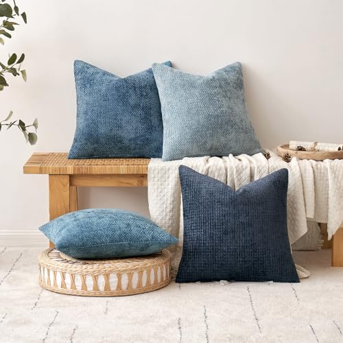 MIULEE Decorative Couch Throw Pillow Covers 18x18 Inch Coastal Blue 2 Pack - color: Coastal Blue, size: 18" x 18" (Pack of 2)