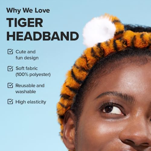 I DEW CARE Tiger Face Wash Headband, Animal Head Band, Soft & Fuzzy - color: 07 Tiger Headband