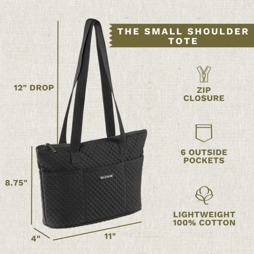 Bella Taylor Small Tote, Quilted Shoulder Bag for Women - color: Vintage Black