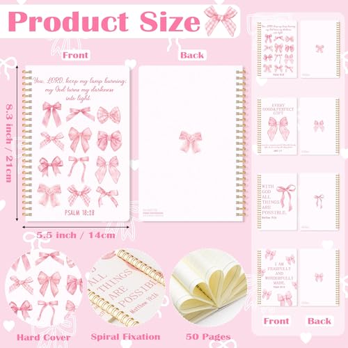 CNhoqc Pink Religious Journal Notebook, 4Pcs A5 Inspirational Bible Verse