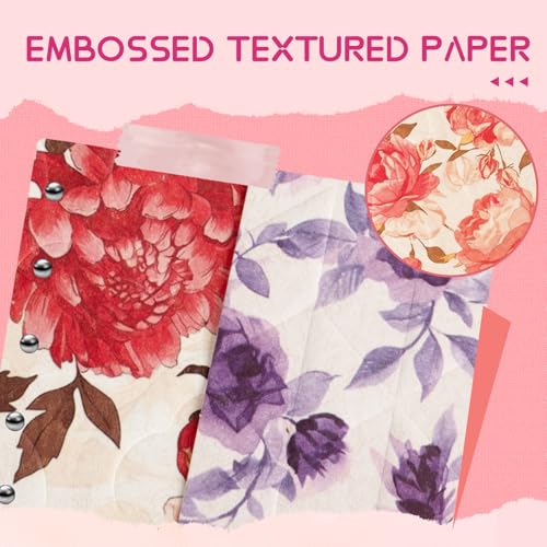 60 Pcs Scrapbook Supplies Kit Textured Paper, 6 Themes Vintage Craft Paper Kit，Relief Designs Decorative Paper，for Junk Journal Supplies，DIY Collage，Decoupage Card Making Supplies，Collage Background - color: C