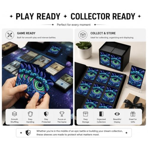 100 PCS TCG/MTG Card Sleeves, Matte Back Anti-Slip & Easy Shuffling Applicable to OCG CCG DTCG PTCG, 2.6 x 3.6 in Standard Size Cards (Eye) - color: Eye