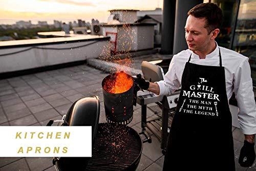 Rosoz Funny Aprons for Men - Cooking Grilling BBQ Chef Apron for a Husband - color: The Grill Master