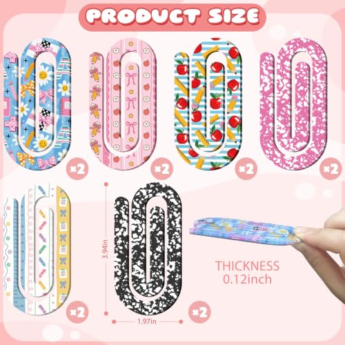 12 Pcs Jumbo Paper Clips Bookmarks - Cute Acrylic Book Accessories for Reading, Spring Flower Page Holder & Planner Clips, Back to School Teacher Gifts, Teacher Appreciation Gifts for Women, Teachers - color: Multicolor