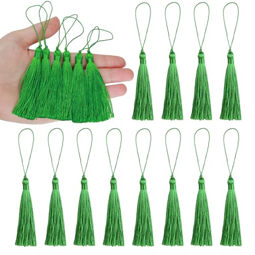 BEL AVENIR 46pcs 5" Silky Floss Carft Tassel Keychain Tassel-Bright Green - color: Bright Green, size: 46pcs