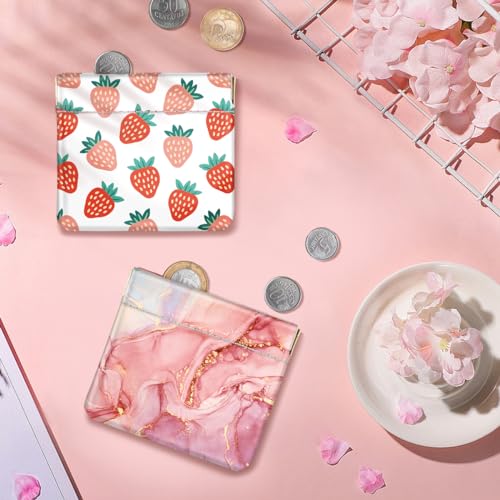 Squeeze Coin Purse Pouch Mini Coin Pocket Portable Change Wallet - color: Red Marble, size: Mini (3.54"x3.2")