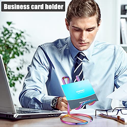2 Pieces Metal Business Card Holder for Desk Cell Phone Stand