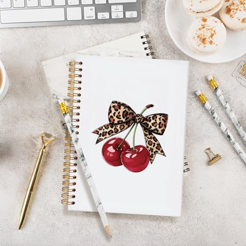 Leopard Bow Cherry Notebook Journal,Trendy School Supplies for Girls - color: Cherry - Leopard bow