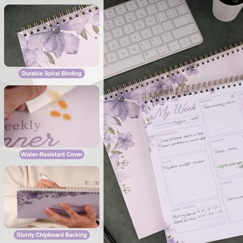 Undated Weekly Planner Notepad, 8.5" x11", Lavender Purple - color: Lavender Purple