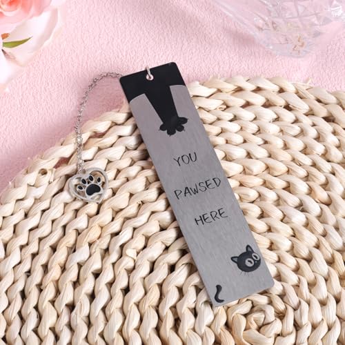 Black Inspirational Funny Cute Cat Bookmark for Reading Women - style: Cat Paw 2