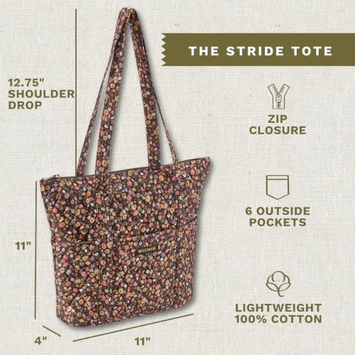 Bella Taylor Stride Tote, Quilted Shoulder Bag for Women - color: Twilight Garden