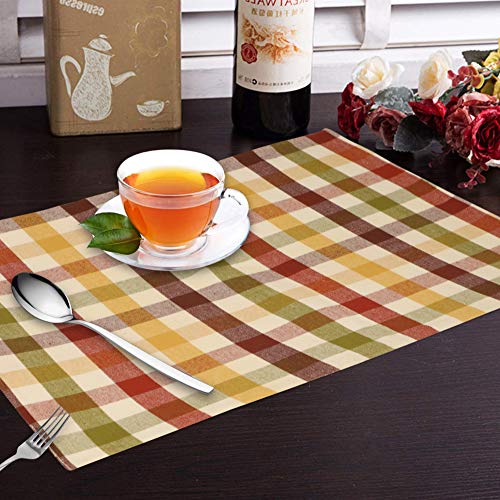 Urban Villa Two Tone Placemat Cotton Tablemat 14x20 (Set of 6) Harvest - color: Harvest Checks, size: 14" x 20"