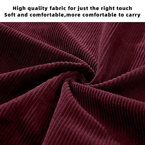 KALIDI Women Corduroy Tote Bag Zipper Casual Tote's Handbag Big Capacity Shoulder Bag with Pockets - color: Red