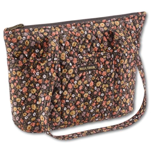 Bella Taylor Small Tote, Quilted Shoulder Bag for Women - color: Twilight Garden