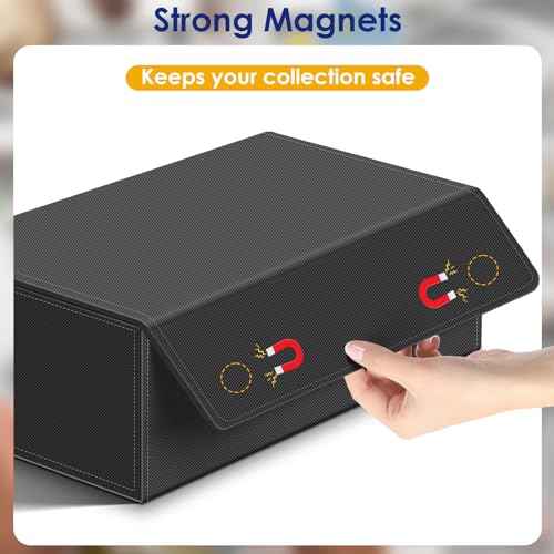 1200+ Card Deck Case, Leather Magnetic Storage Case for Trading Cards - color: 1200+ Black