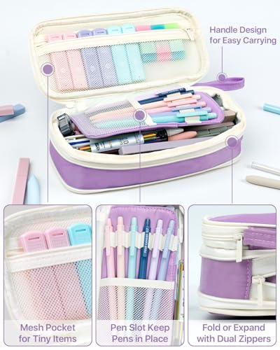 Four Candies 56PCS School Supplies with Pencil Case, Stationery Set, Purple - color: Purple
