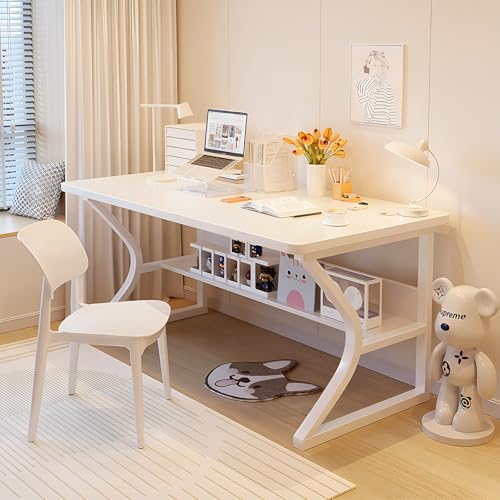Small Computer Desk 31.4 Inch with Bookshelf White - color: White, size: 31.4" L x 19.7" W x 29.5" H