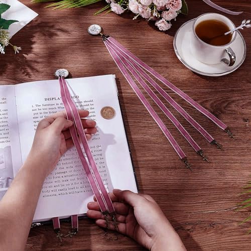FINGERINSPIRE 2 PCS Velvet Ribbons Bible Bookmarks 14.45" Old Rose Color