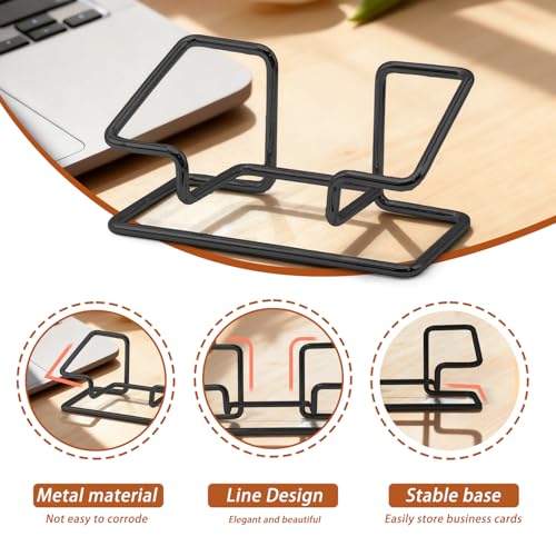 2 PCS Metal Business Card Holder for Desk, Modern Card Display Stand, Vertical and Square Business Card Organizer for Office, Home, Exhibition (Black) - color: Black