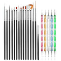 20pcs Nail Art Design Tools, 15pcs Painting Brushes Set with 5pcs Dotting Pens, BLACK … - color: Black Brushes with Dotting Pens