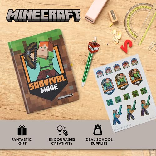 Culture Fly Minecraft Kids Stationary Set for Boys, Journal Kit with Pen - color: Minecraft