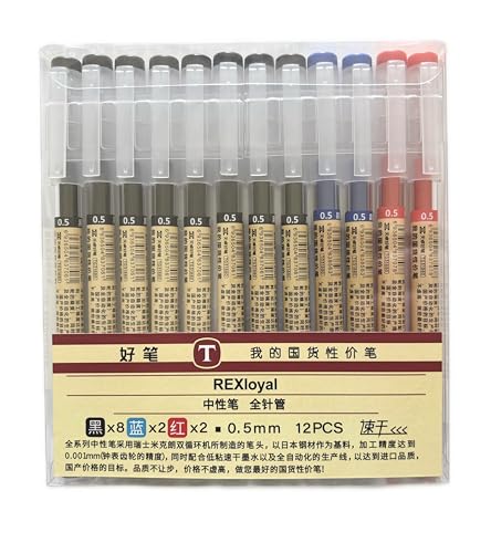 12 Pcs 0.5mm 3Color Gel Ink Pen Japanese Stationery Extra Fine Chinese Ballpoint Pen for Office School Korean Stationery Supply - color: 12Count-3 Color Ink-0.5mm