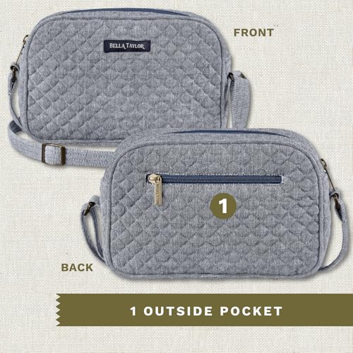 Bella Taylor Simple Crossbody, Quilted Handbag for Women - color: Blue Chambray
