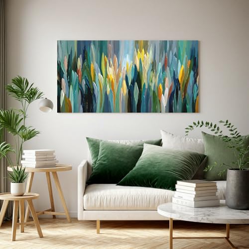 Vibrant Teal Green Abstract Canvas Wall Art For Living Room Prints 20×40 - color: LAI-12J, size: 40"L x 20"W
