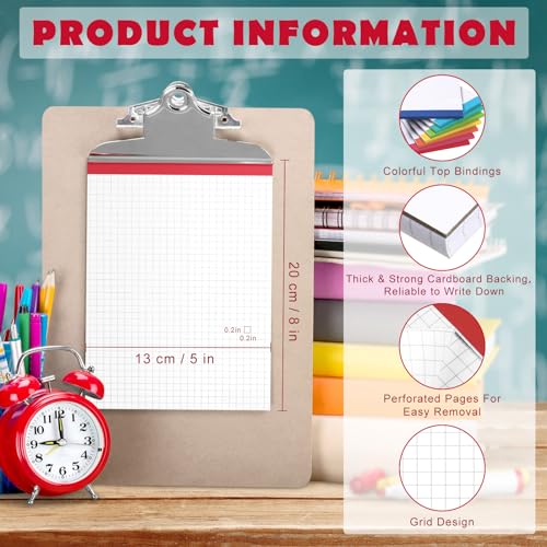 Jetec 8 Pcs Small Graph Paper Notepad 5 x 8 Inch, Colorful - color: Colorful